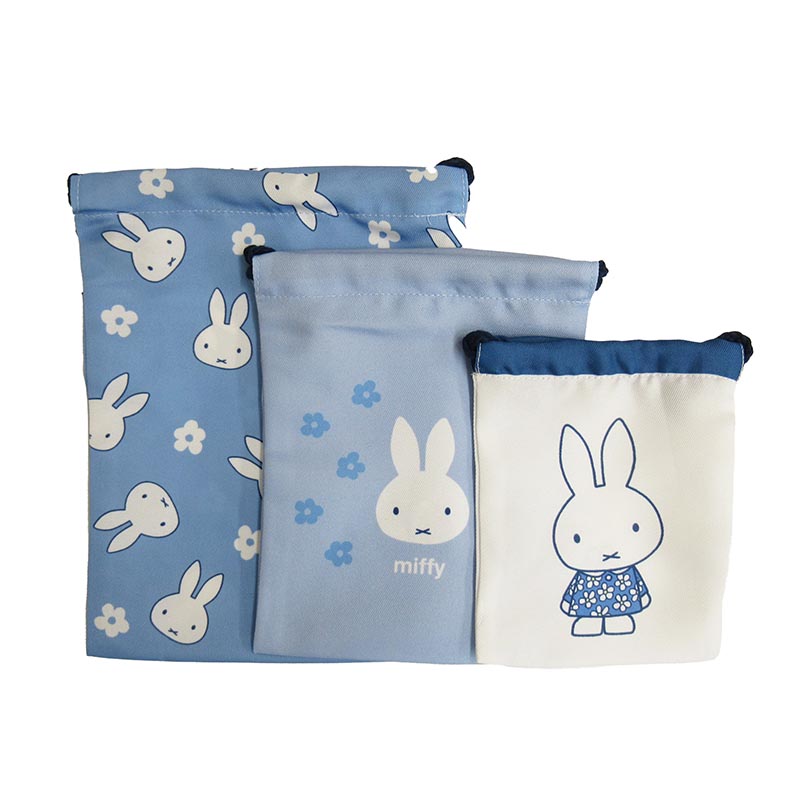 miffy ミッフィー 3P巾着 BL ブルードレス/DBM-2979